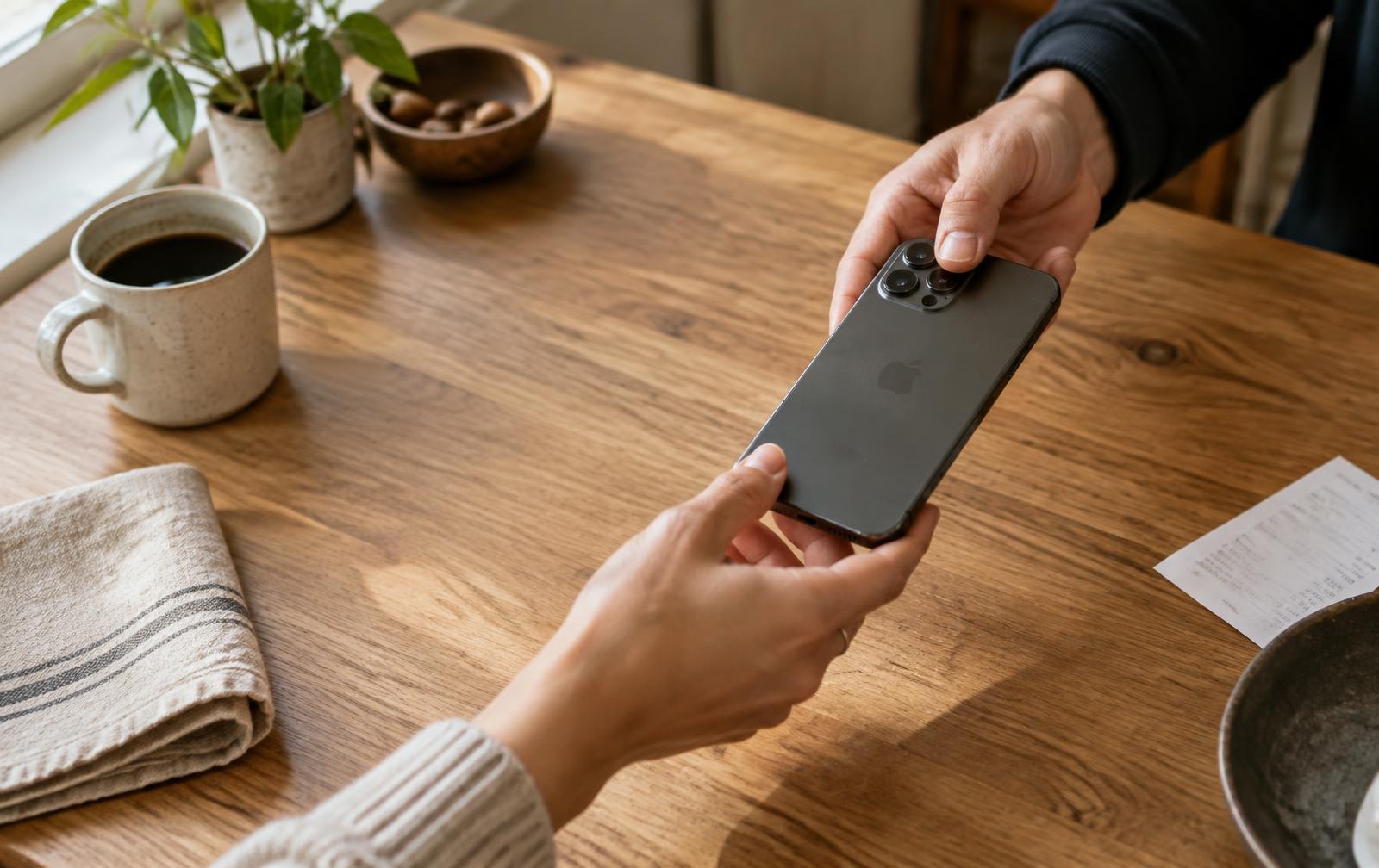 Handing over a phone